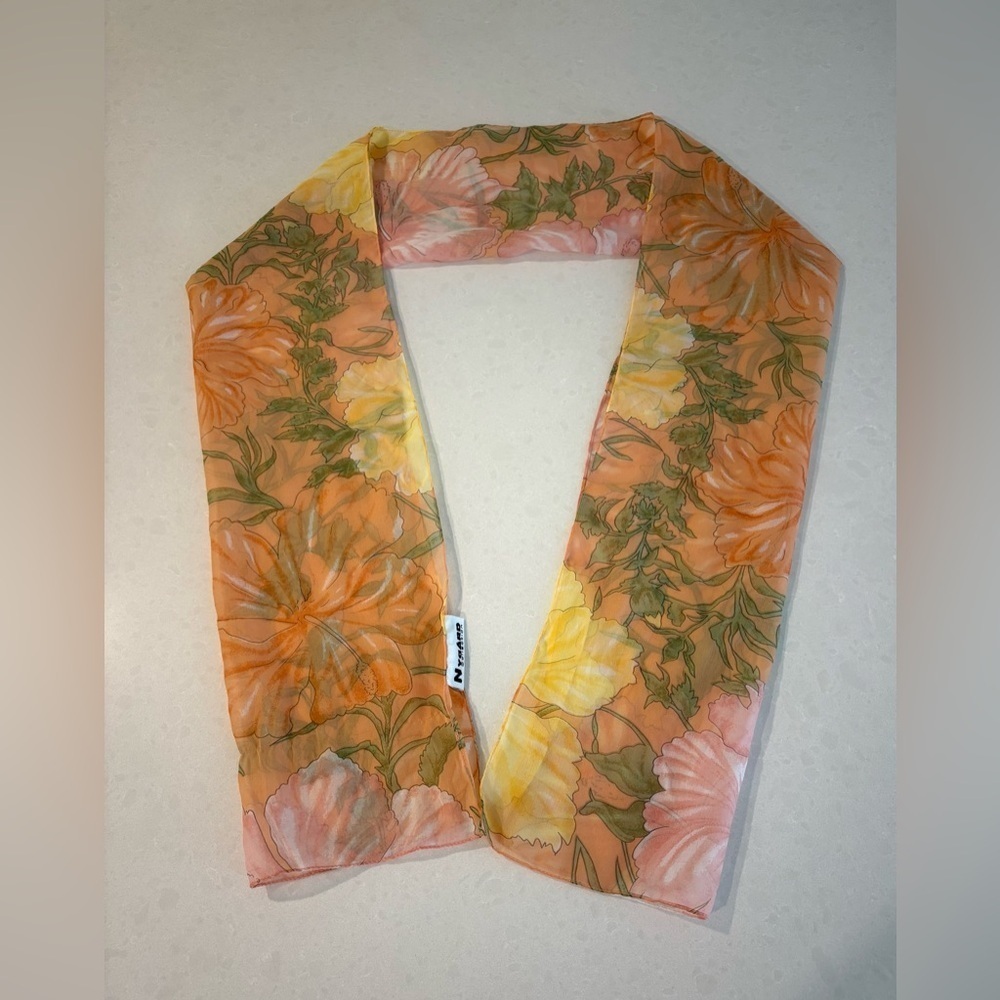 Nygard Collection Vintage-Style Floral Scarf - Peach, Yellow & Green - Picture 6 of 10